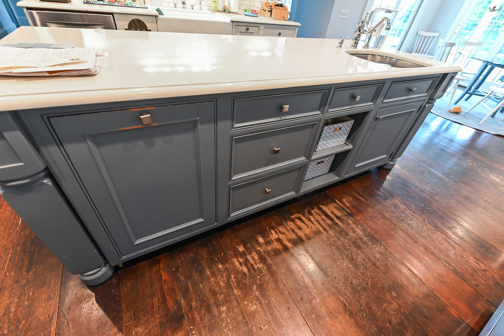 Craft-Maid Custom Cabinetry Traditional White Kitchen with Grey Island and Appliances