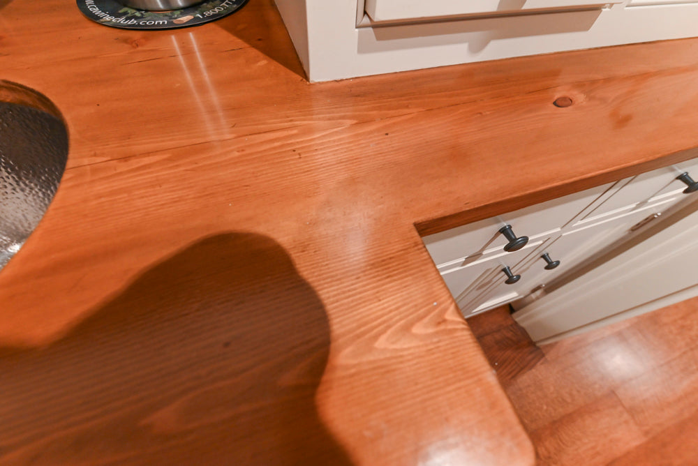 Traditional White Butler's Pantry with Prep Sink and Wood Countertops