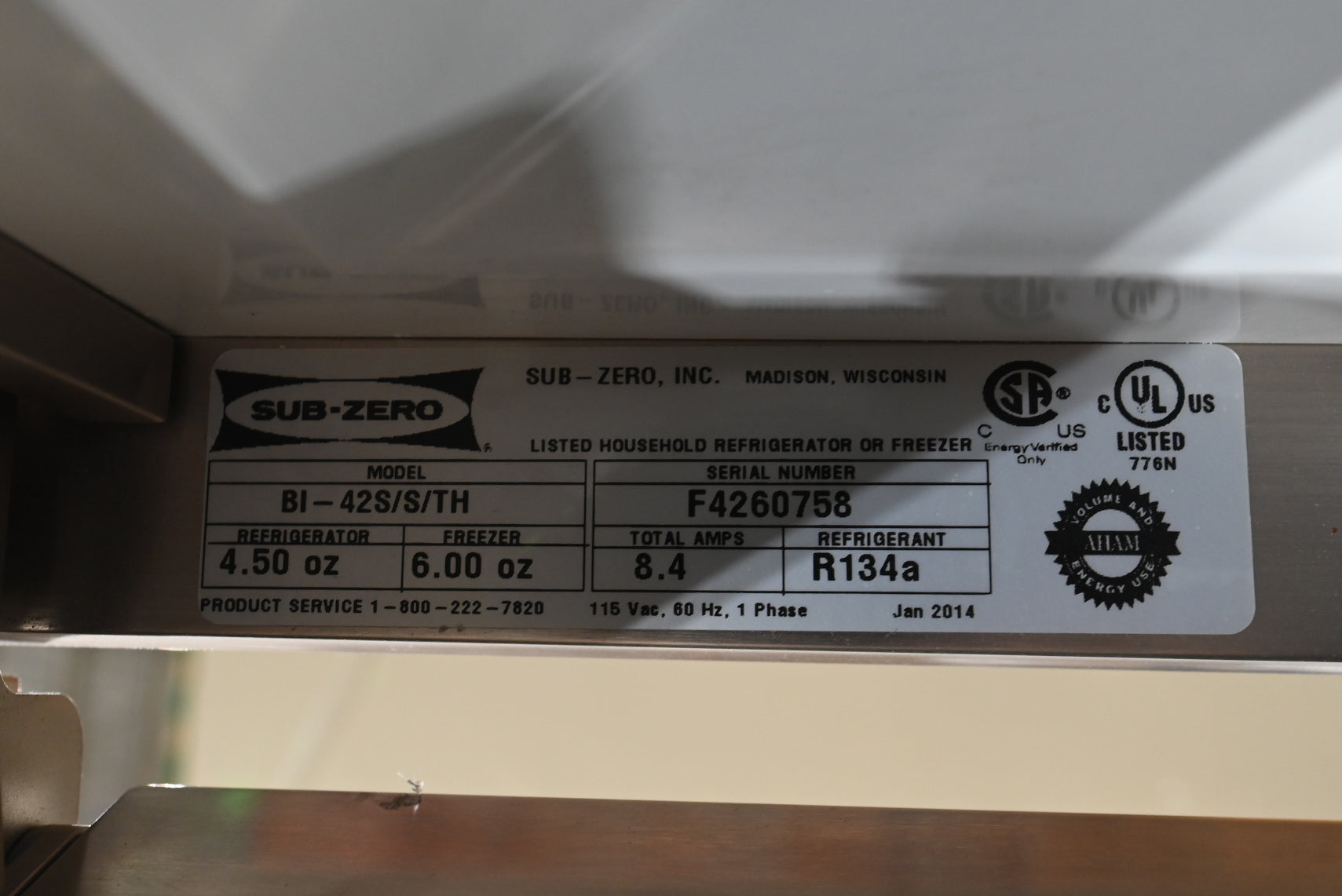 Sub-Zero BI-42S/S/TH 42" Stainless Steel Side by Side Refrigerator