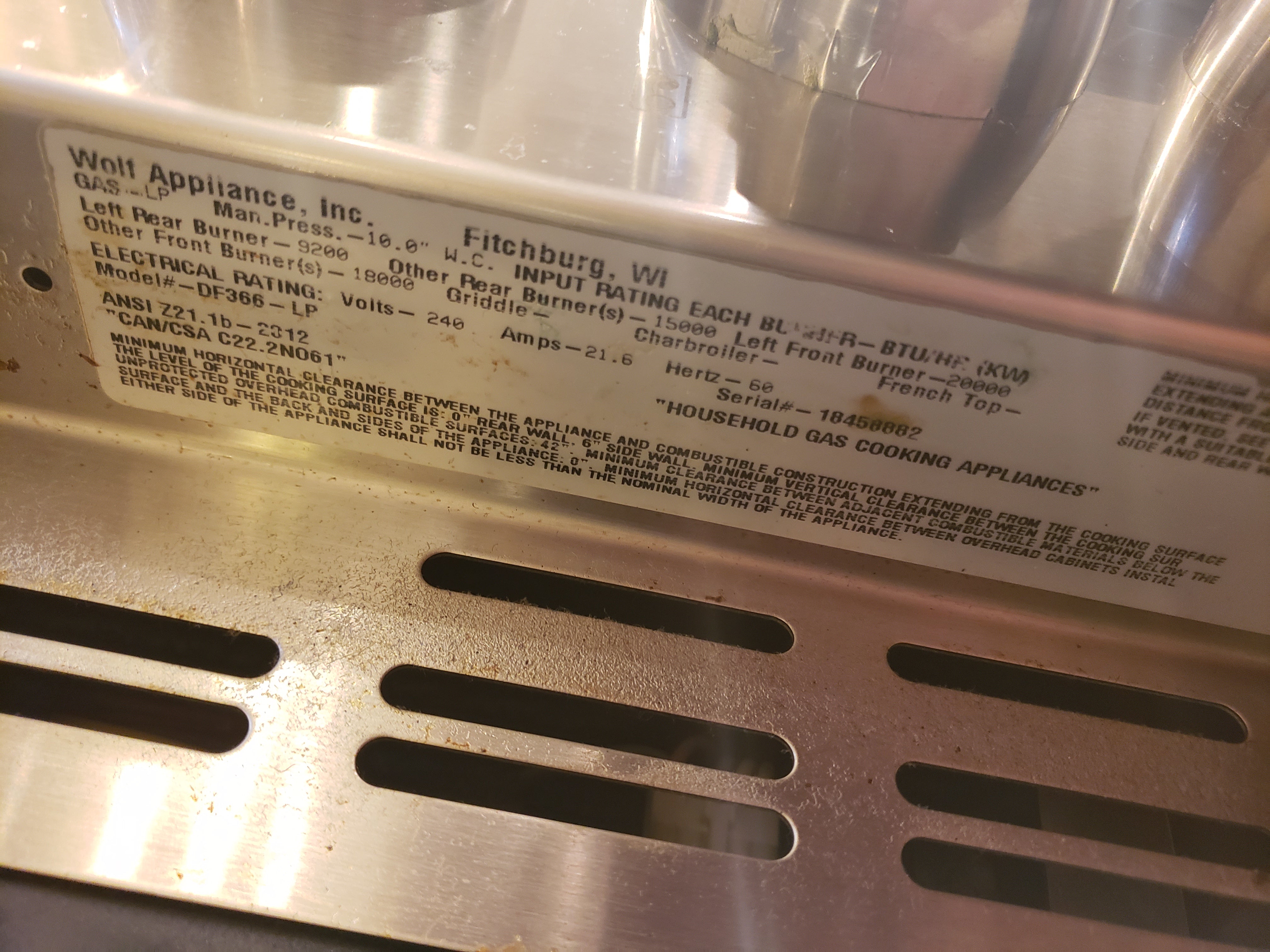 Wolf DF366 36" Stainless Steel Pro-Style Dual Fuel Range