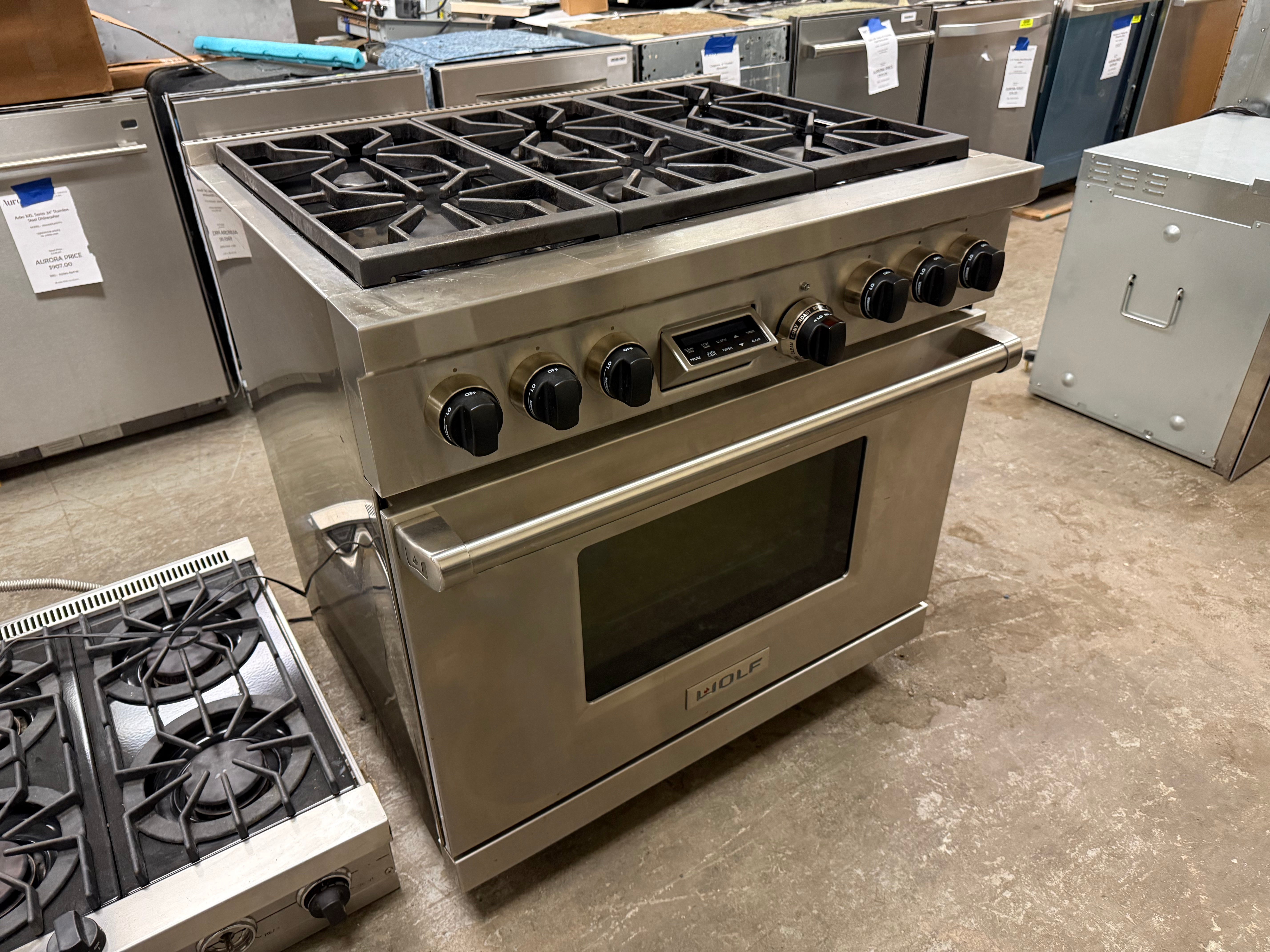Professional stainless steel liquid propane range by Wolf