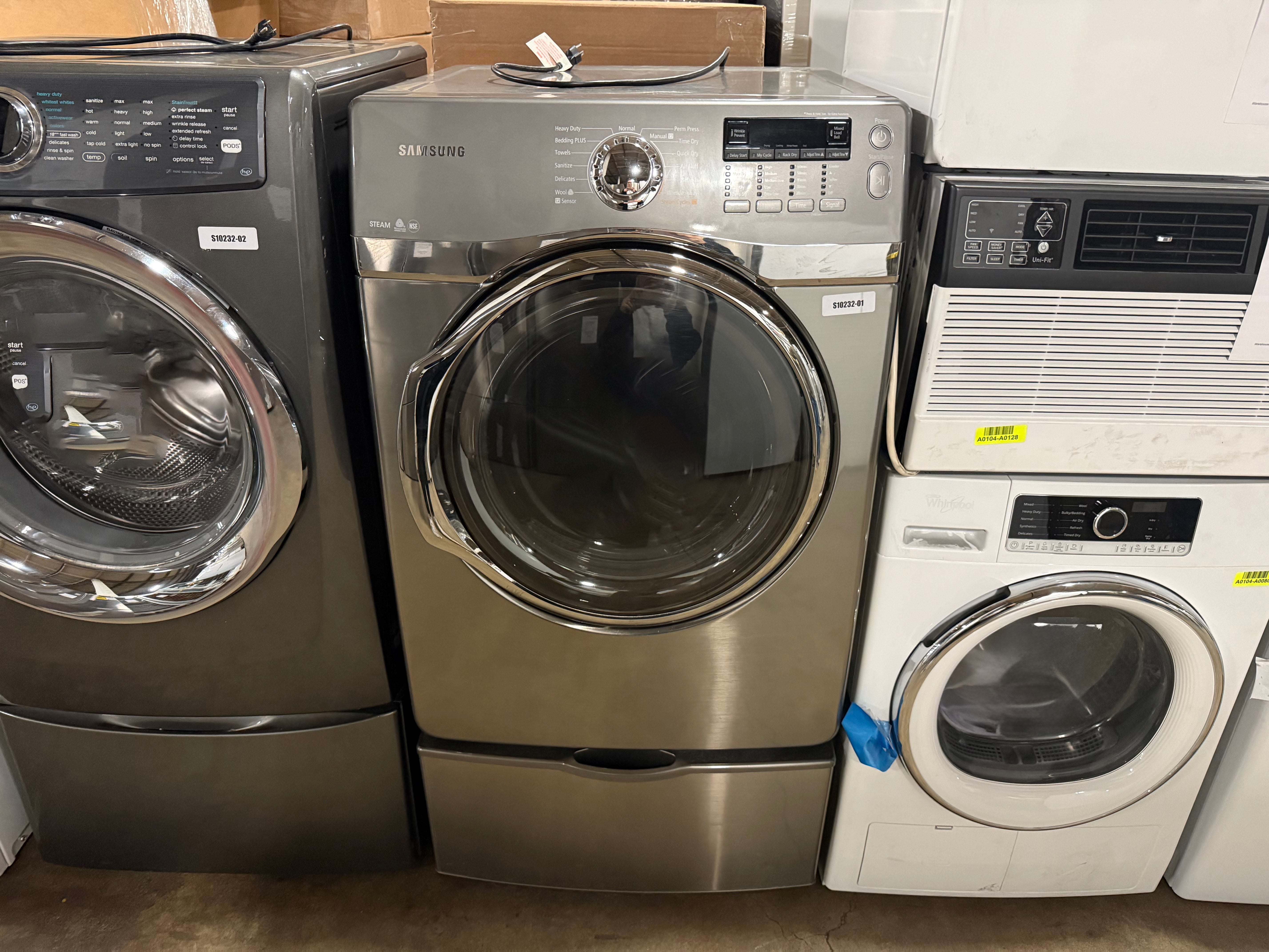 Samsung DV405GTPASU 27" Platinum Gas Dryer with Pedestal