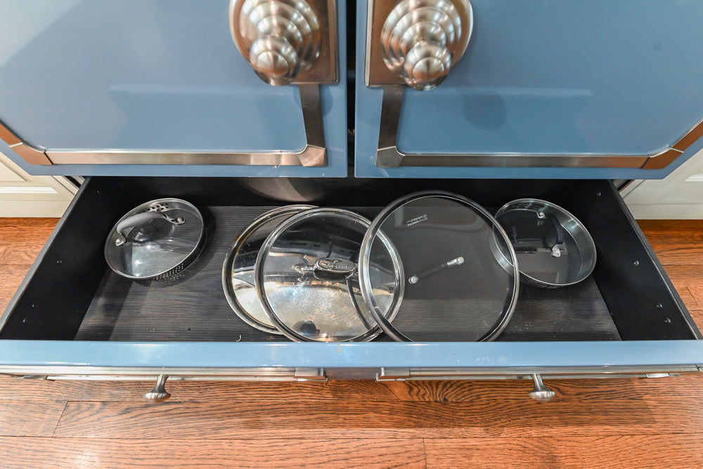 Canterbury Traditional White Kitchen with Island, Marble Countertops and La Cornue Range with Matching Hood