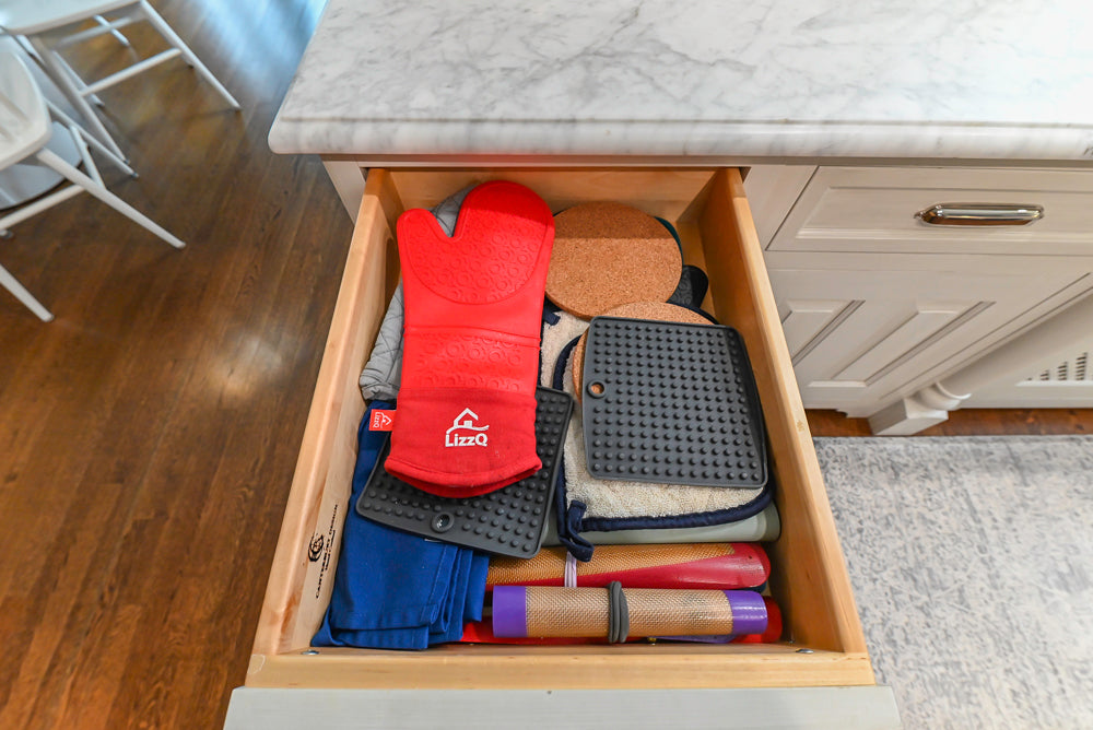 Canterbury Traditional White Kitchen with Island, Marble Countertops and La Cornue Range with Matching Hood