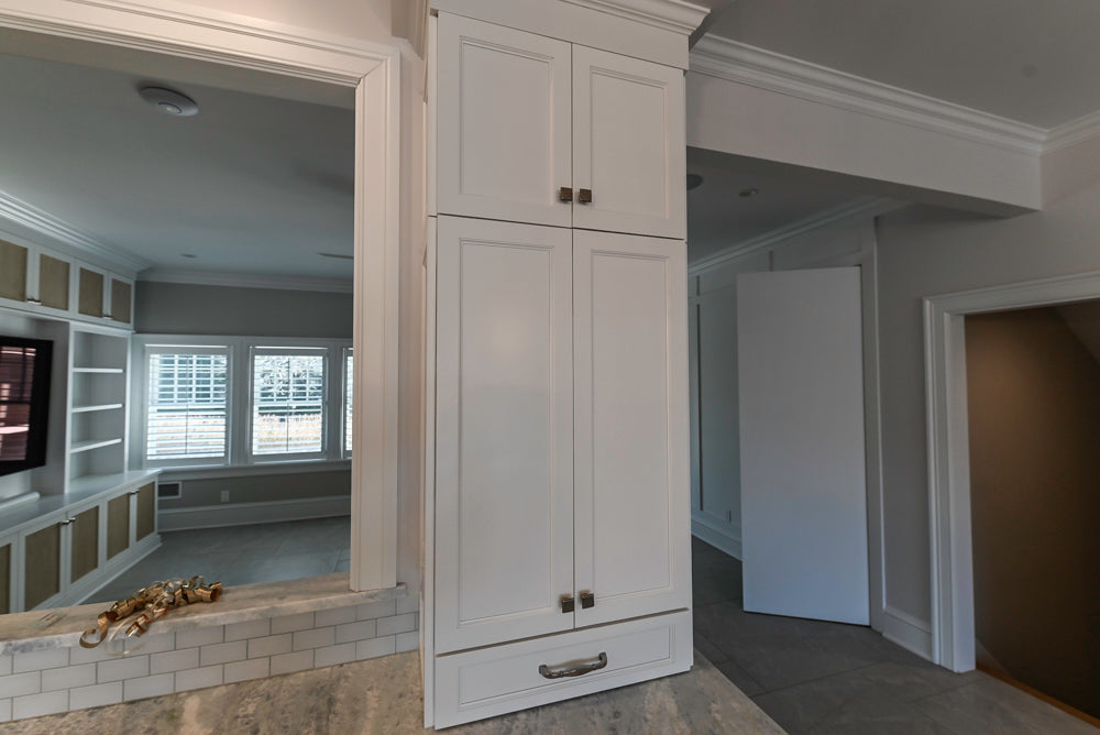 Gemcraft Traditional White Double Island Kitchen with Marble Countertops