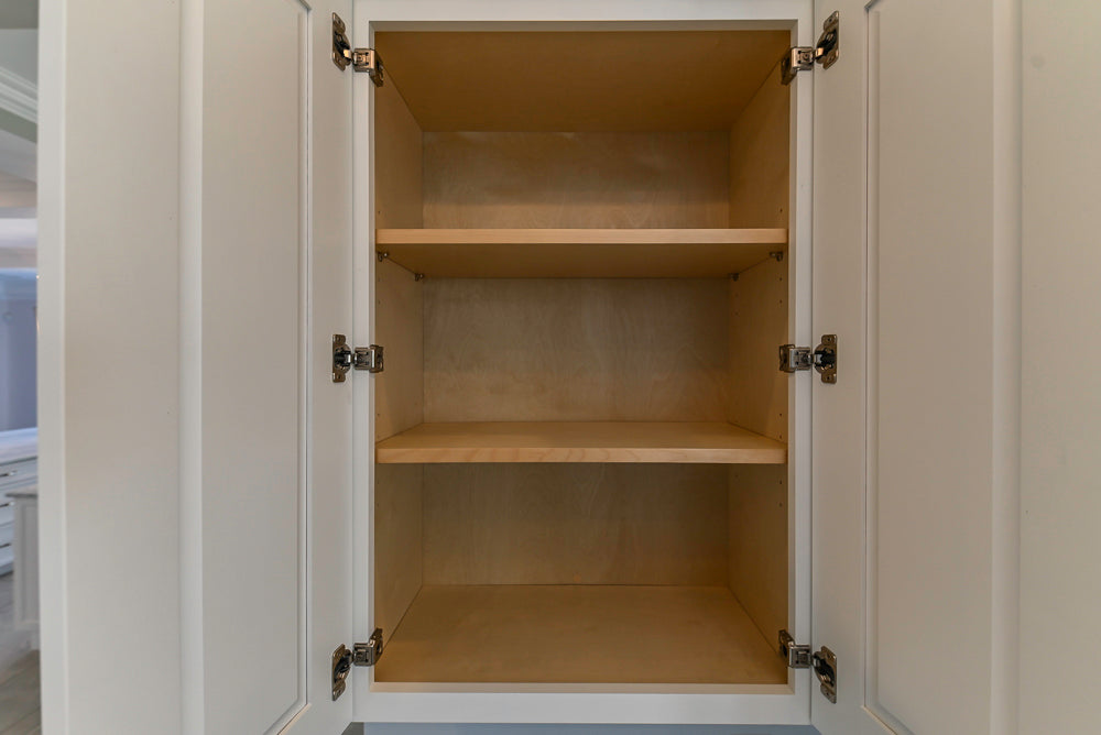 Traditional White Built-In Desk Area with Marble Countertops