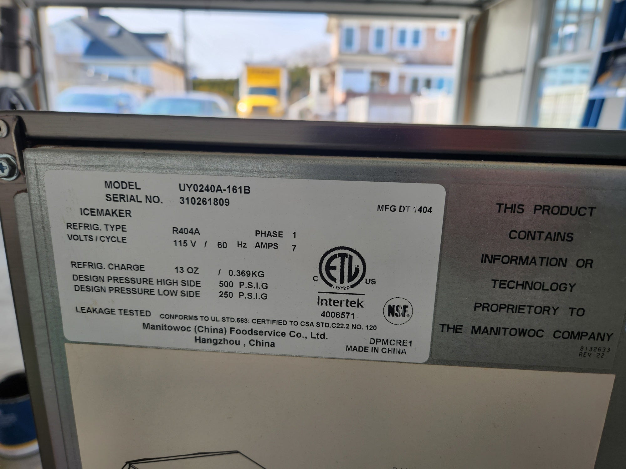 Manitowoc UY0240A-161B 26" Stainless Steel Ice Maker