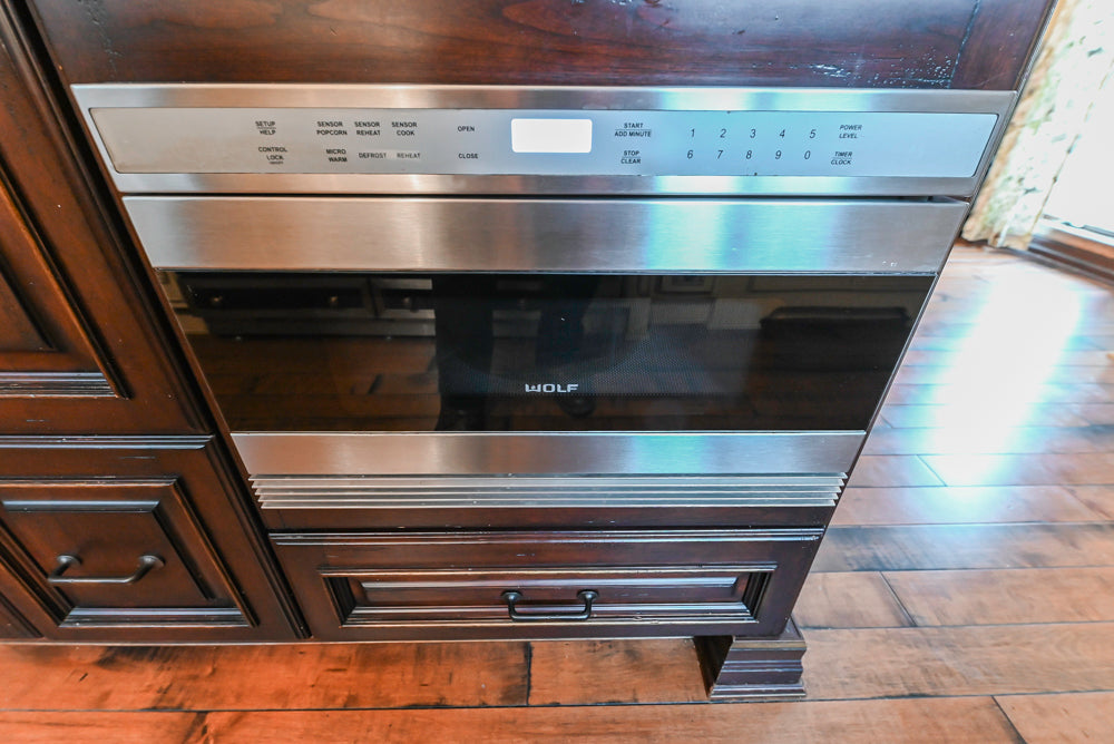 Traditional Creamy Brown Kitchen with Island, Marble Countertops and Appliances