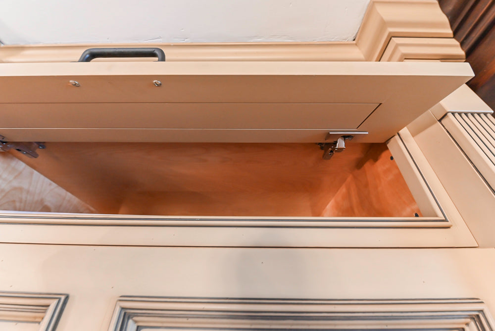 Traditional Creamy Brown Kitchen with Island, Marble Countertops and Appliances