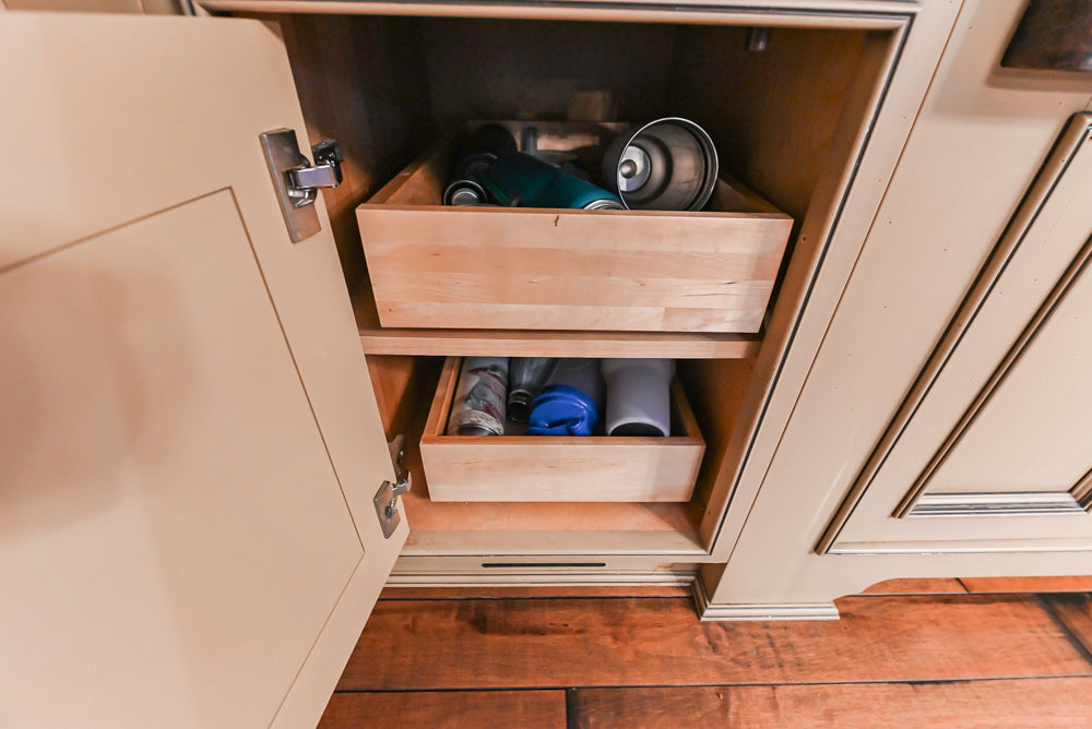 Traditional Creamy Brown Kitchen with Island, Marble Countertops and Appliances
