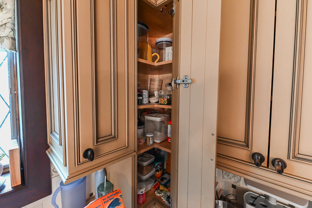 Traditional Creamy Brown Kitchen with Island, Marble Countertops and Appliances