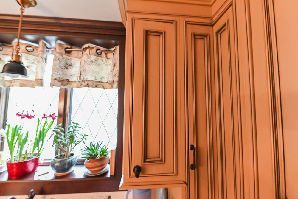 Traditional Creamy Brown Kitchen with Island, Marble Countertops and Appliances