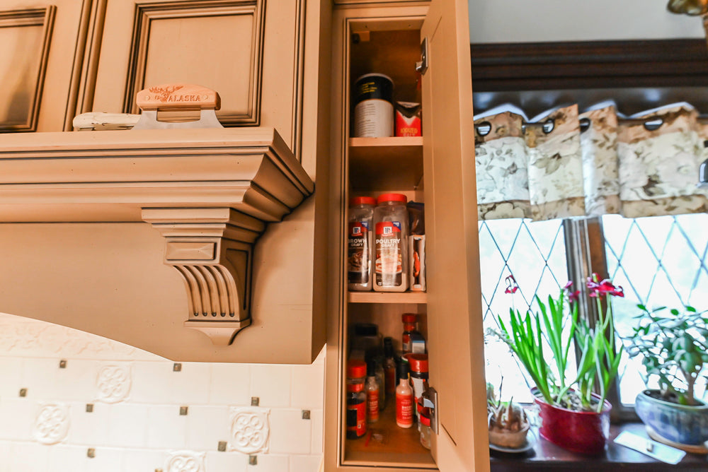 Traditional Creamy Brown Kitchen with Island, Marble Countertops and Appliances