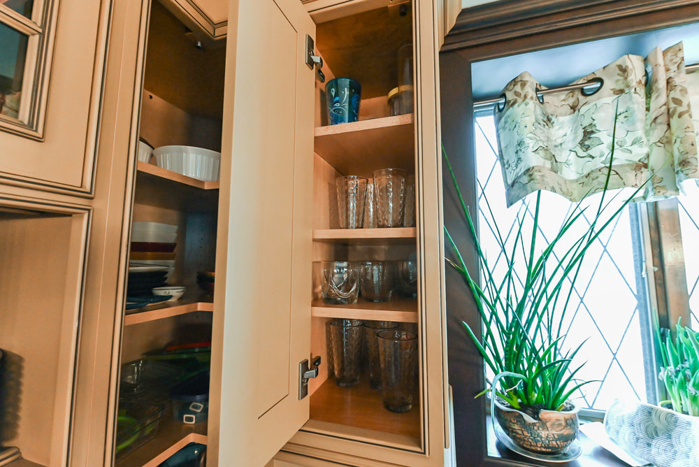 Traditional Creamy Brown Kitchen with Island, Marble Countertops and Appliances