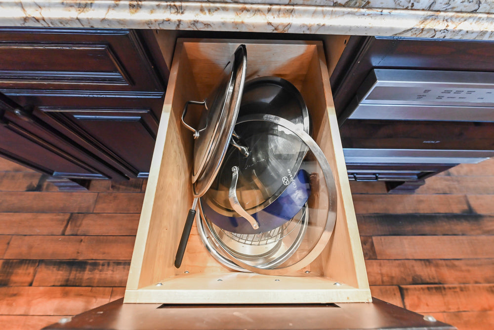 Traditional Creamy Brown Kitchen with Island, Marble Countertops and Appliances
