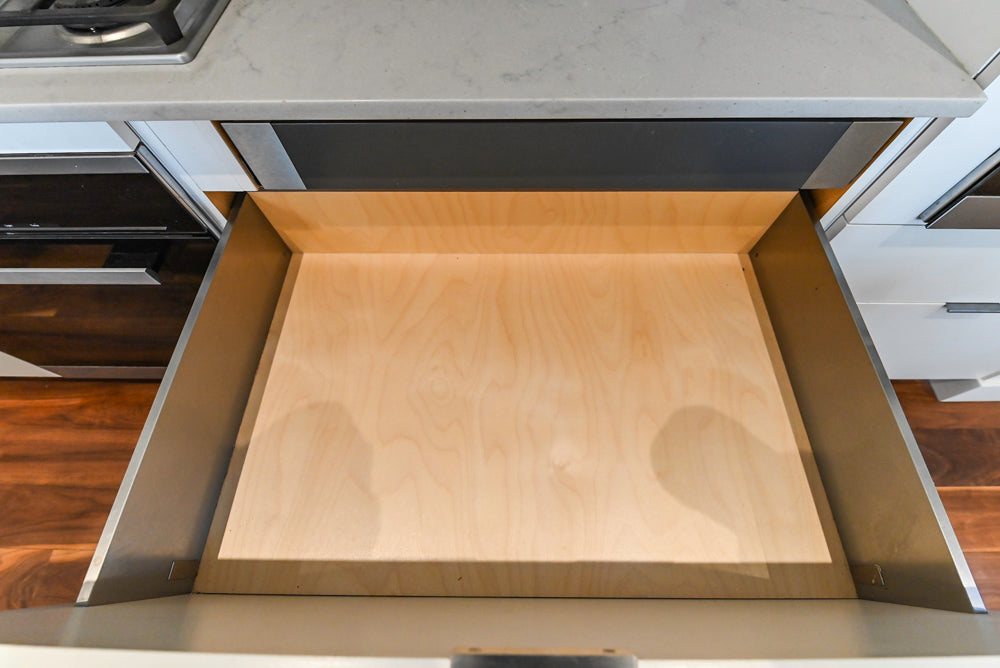 Modern Matte White Kitchen with Waterfall Island, Quartz Countertops & Miele Appliances