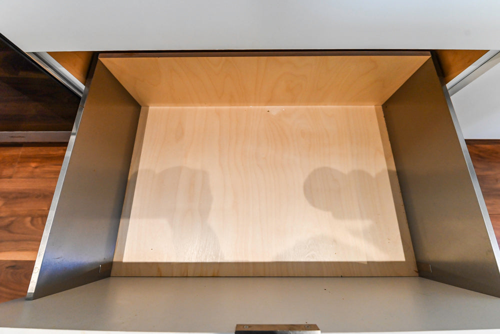 Modern Matte White Kitchen with Waterfall Island, Quartz Countertops & Miele Appliances