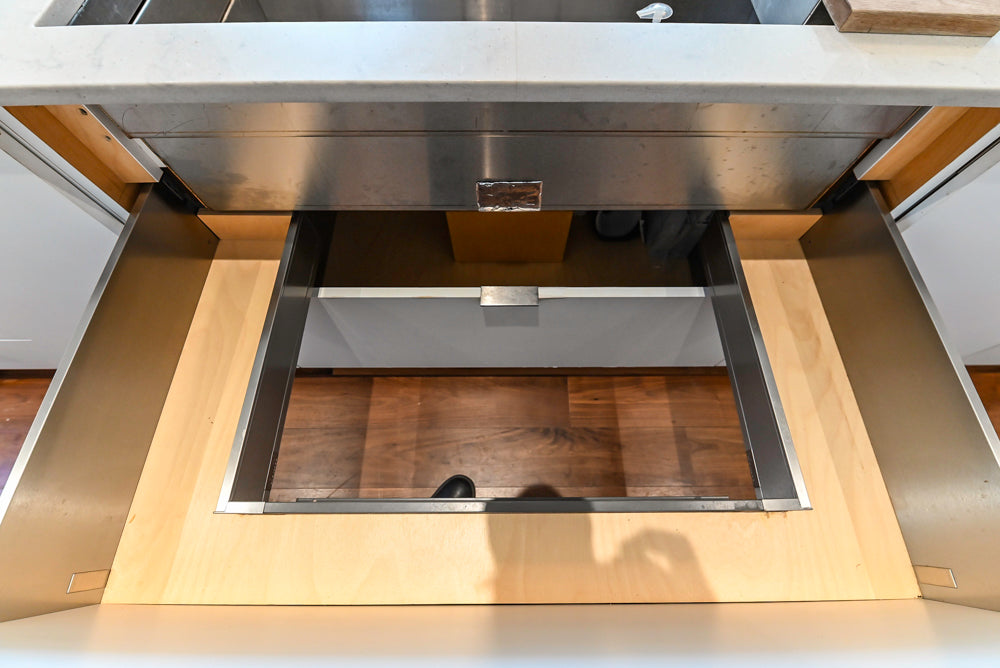 Modern Matte White Kitchen with Waterfall Island, Quartz Countertops & Miele Appliances