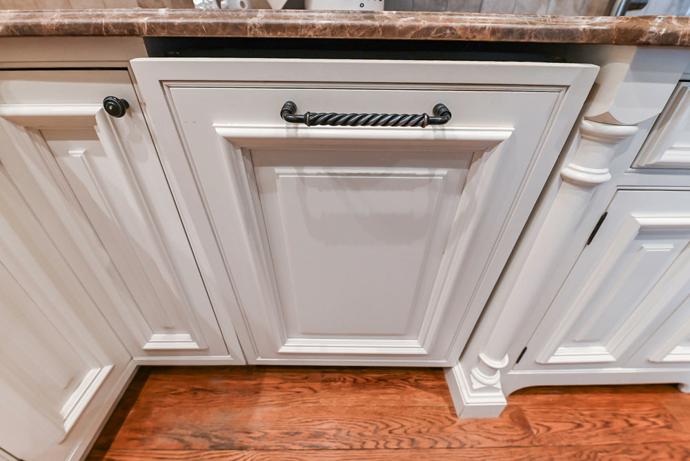 Quakermaid Traditional White Kitchen with Marble Countertops and Luxe Appliances