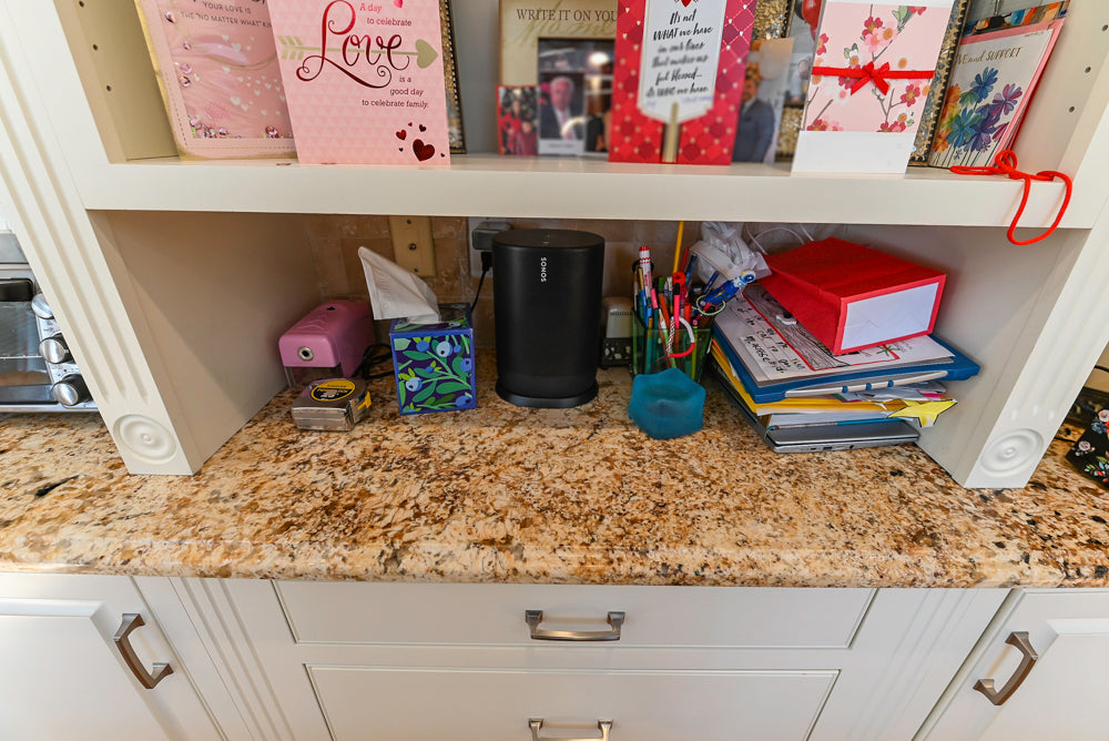 Traditional Light Cream Kitchen with Island, Granite Countertops and Appliances