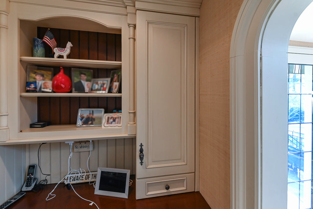 Wood-Mode Traditional Light Cream Kitchen with Marble Countertops and Wolf Range