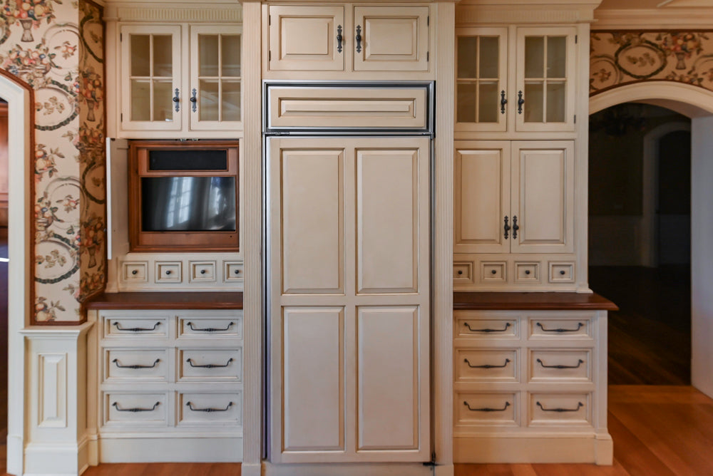 Christopher Peacock Traditional Cream Kitchen with Double Island, Granite Countertops & Appliances