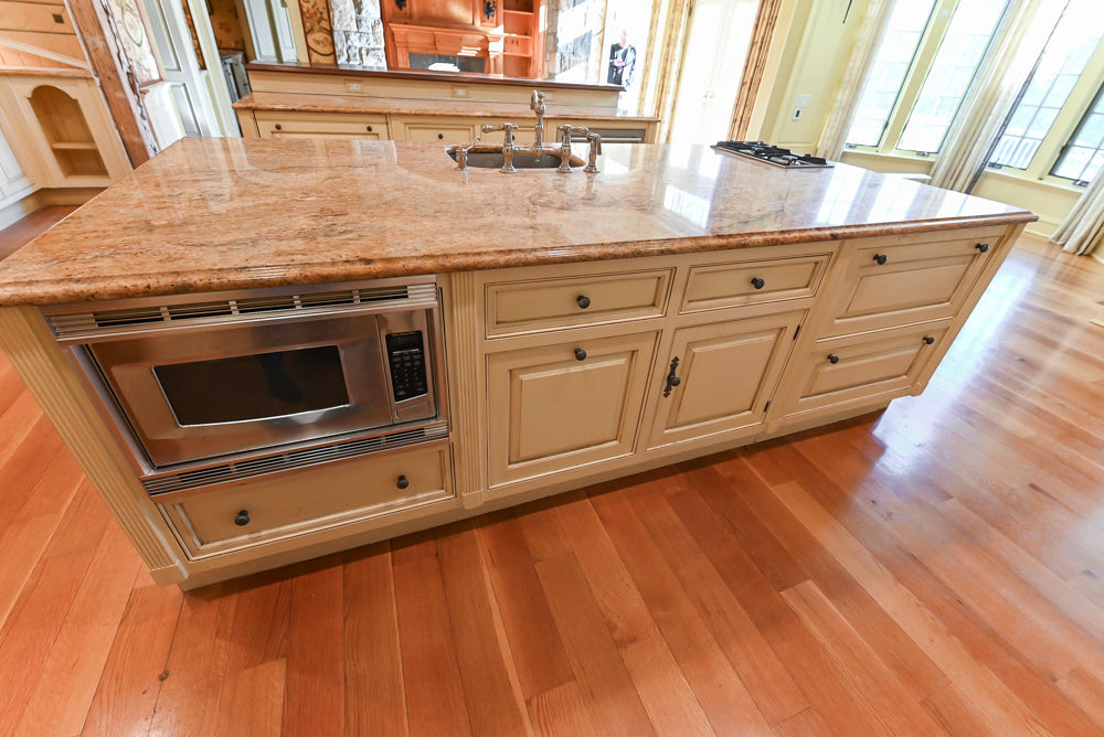 Christopher Peacock Traditional Cream Kitchen with Double Island, Granite Countertops & Appliances