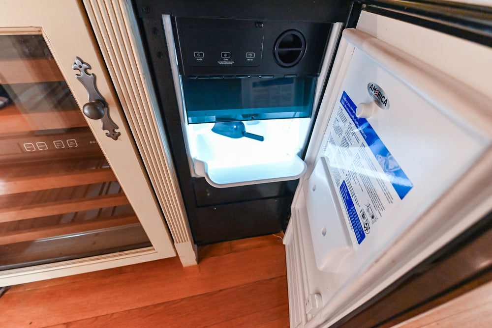 Christopher Peacock Traditional Cream Butler's Pantry with Granite Countertops & Sub-Zero Wine Coolers