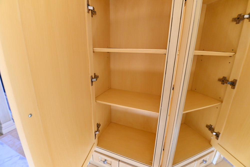 Christopher Peacock Light Yellow Traditional Single Bathroom Vanity Suite with Linen Armoire