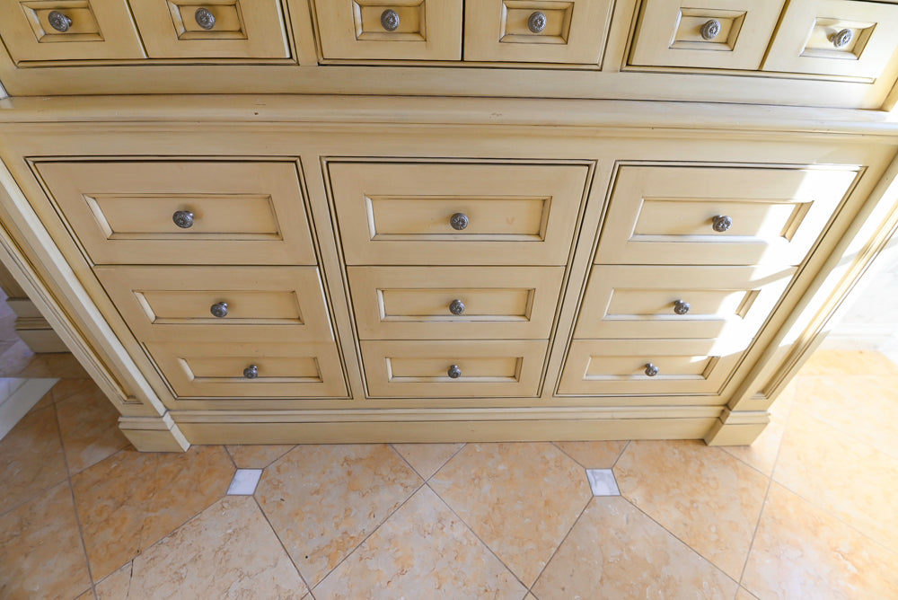 Christopher Peacock Light Yellow Traditional Single Bathroom Vanity Suite with Linen Armoire