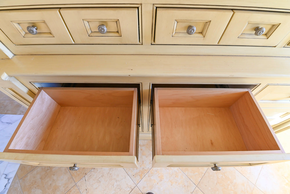 Christopher Peacock Light Yellow Traditional Single Bathroom Vanity Suite with Linen Armoire
