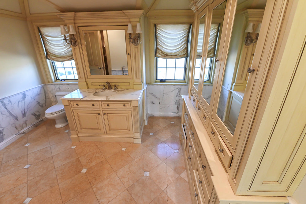 Christopher Peacock Light Yellow Traditional Single Bathroom Vanity Suite with Linen Armoire