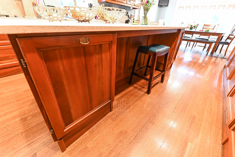 Custom Transitional Wooden Kitchen with Island, Stone Countertops and Miele Appliances