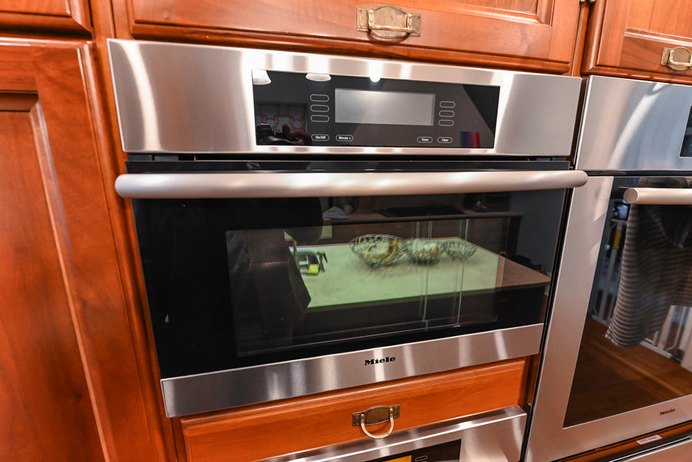 Custom Transitional Wooden Kitchen with Island, Stone Countertops and Miele Appliances