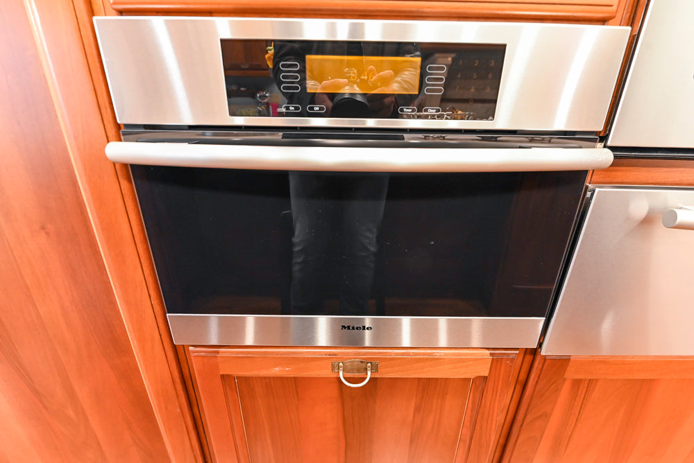 Custom Transitional Wooden Kitchen with Island, Stone Countertops and Miele Appliances