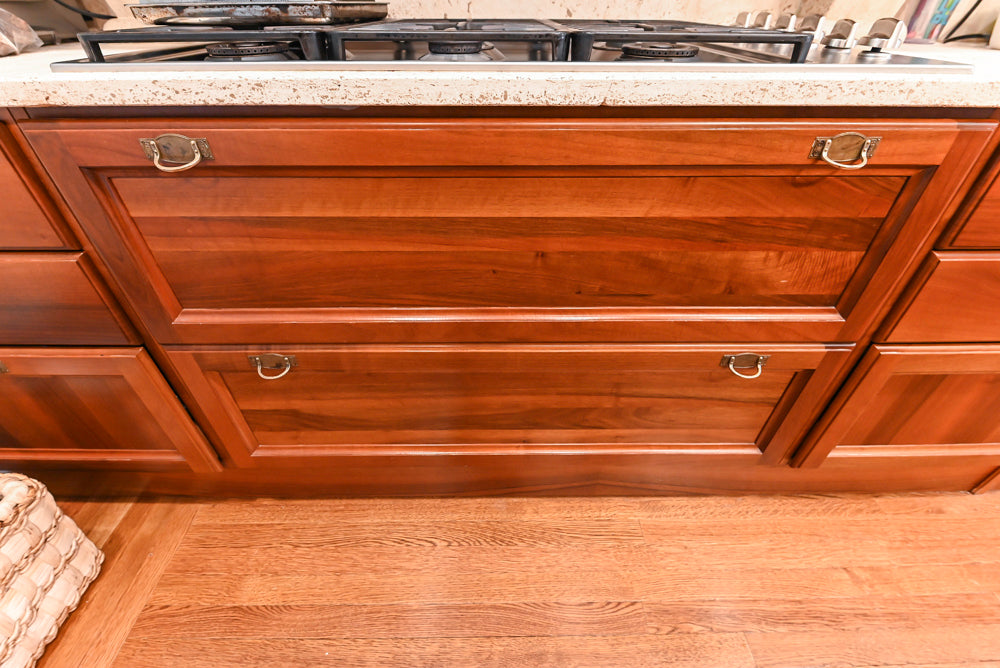 Custom Transitional Wooden Kitchen with Island, Stone Countertops and Miele Appliances