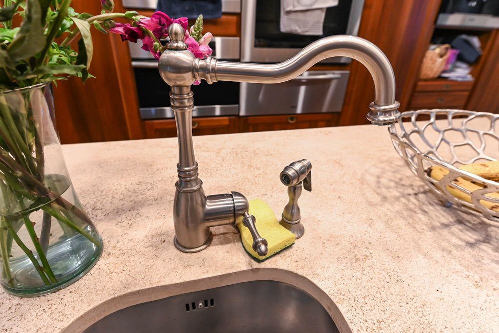 Custom Transitional Wooden Kitchen with Island, Stone Countertops and Miele Appliances