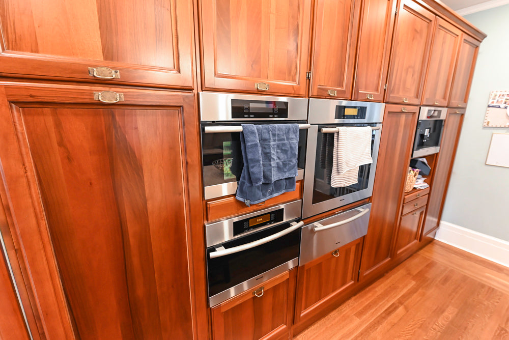 Custom Transitional Wooden Kitchen with Island, Stone Countertops and Miele Appliances