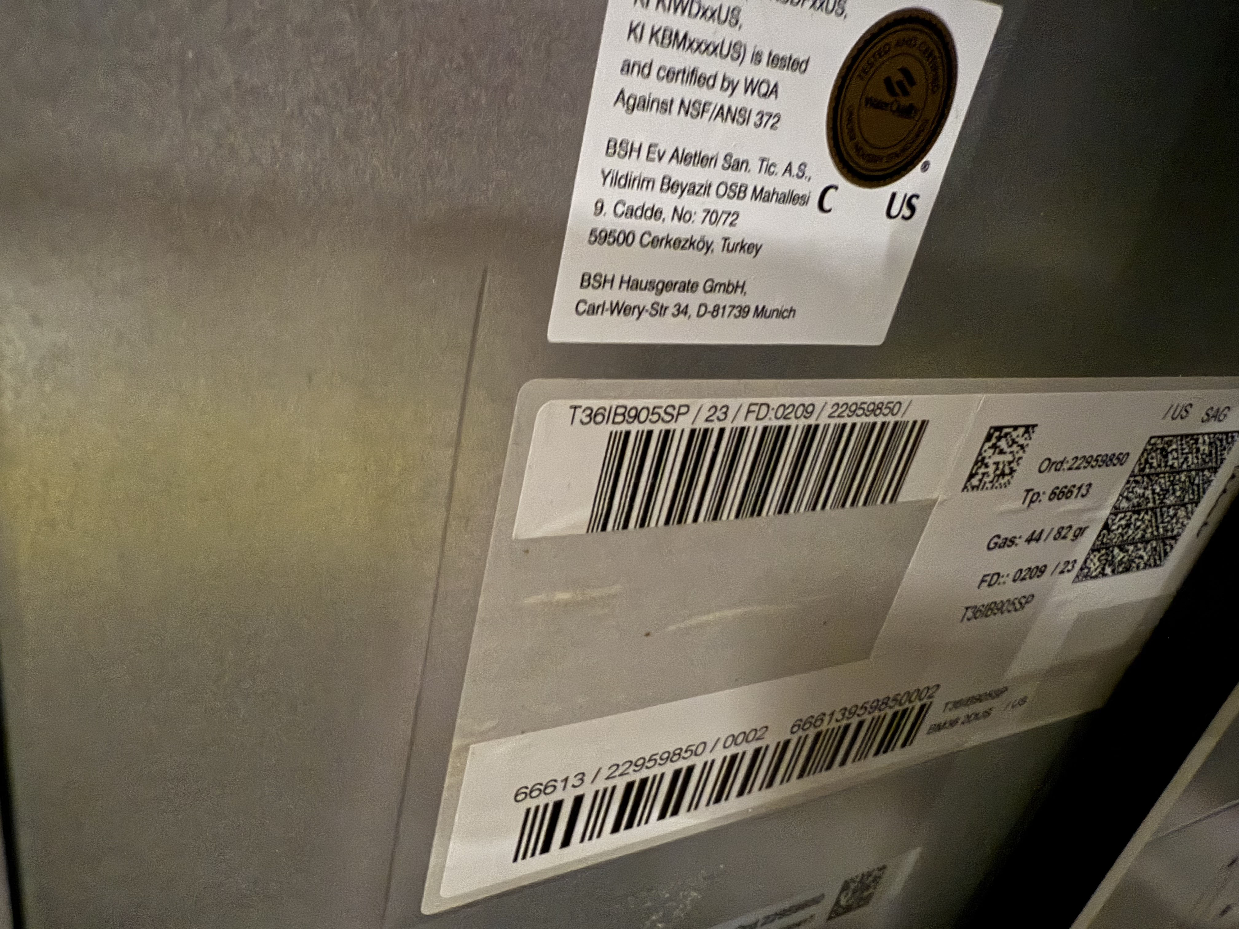 Thermador T36IB905SP 36" Paneled Bottom Freezer Refrigerator, pre-owned