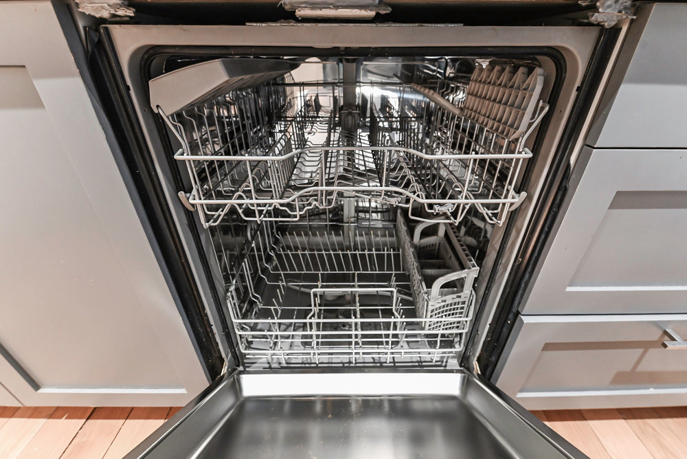 Imperia White Transitional Kitchen with Dark Grey Island, Marble & Stone Counters and Appliances