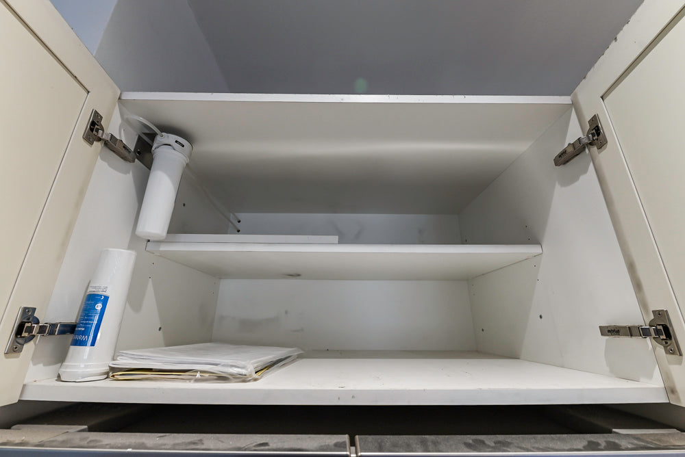 Imperia White Transitional Kitchen with Dark Grey Island, Marble & Stone Counters and Appliances