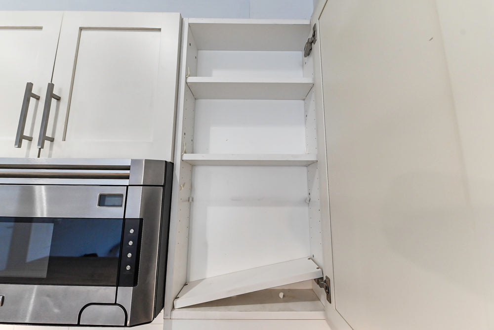 Imperia White Transitional Kitchen with Dark Grey Island, Marble & Stone Counters and Appliances