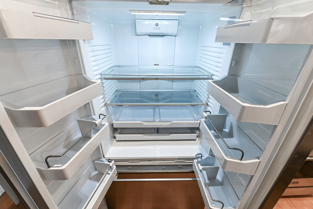 Imperia White Transitional Kitchen with Dark Grey Island, Marble & Stone Counters and Appliances