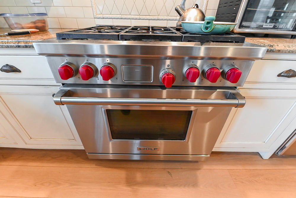 Omega Traditional Light Cream Kitchen with Island, Desk Area and Sub-Zero & Wolf Range
