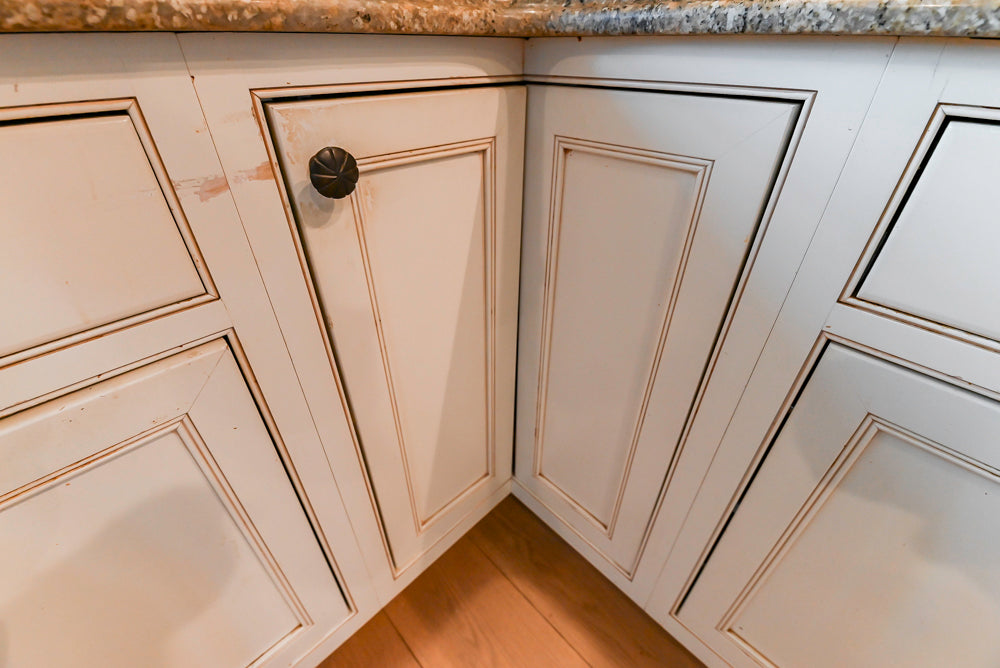 Omega Traditional Light Cream Kitchen with Island, Desk Area and Sub-Zero & Wolf Range