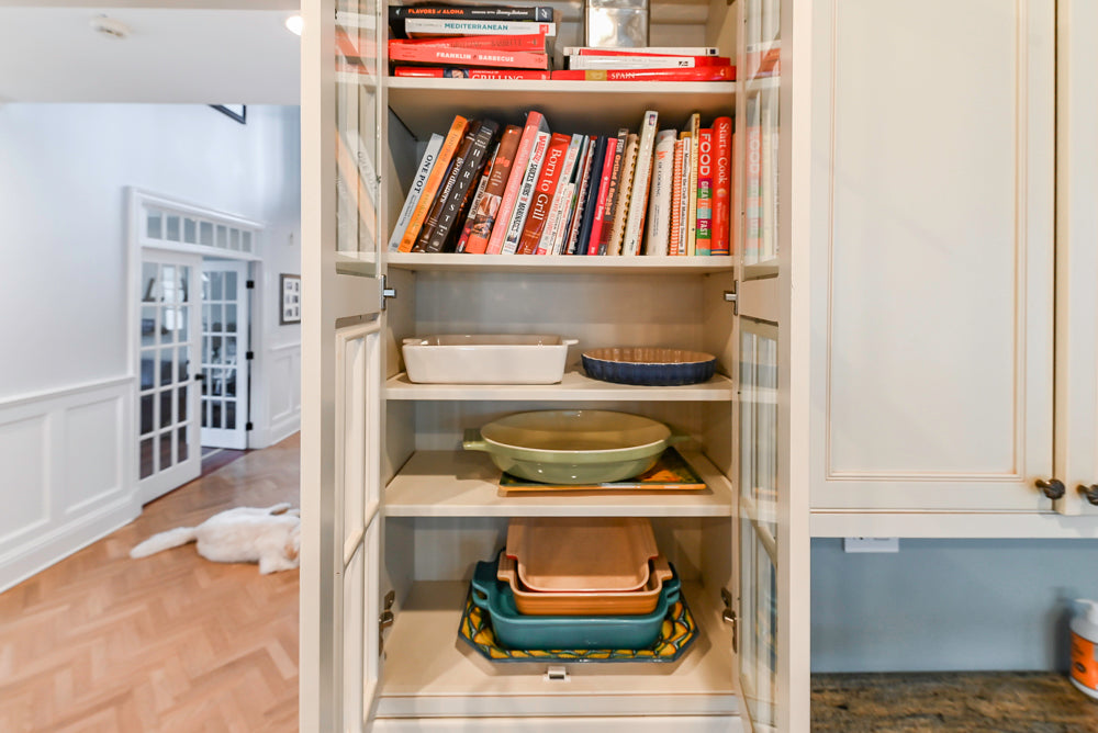 Omega Traditional Light Cream Kitchen with Island, Desk Area and Sub-Zero & Wolf Range