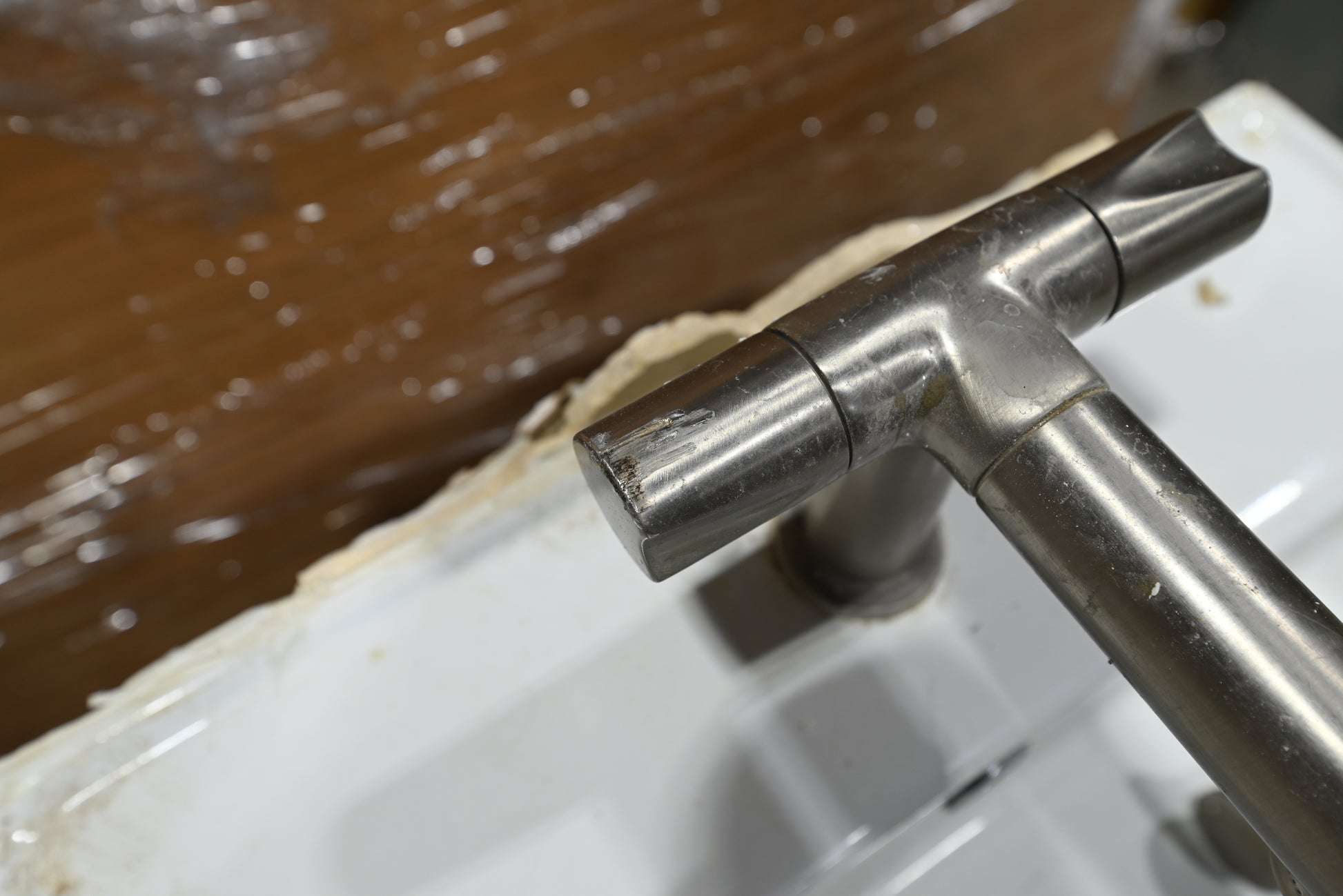 Modern 30" Wooden Single Vanity with Stone Top, White Top Mount Sink and Faucet