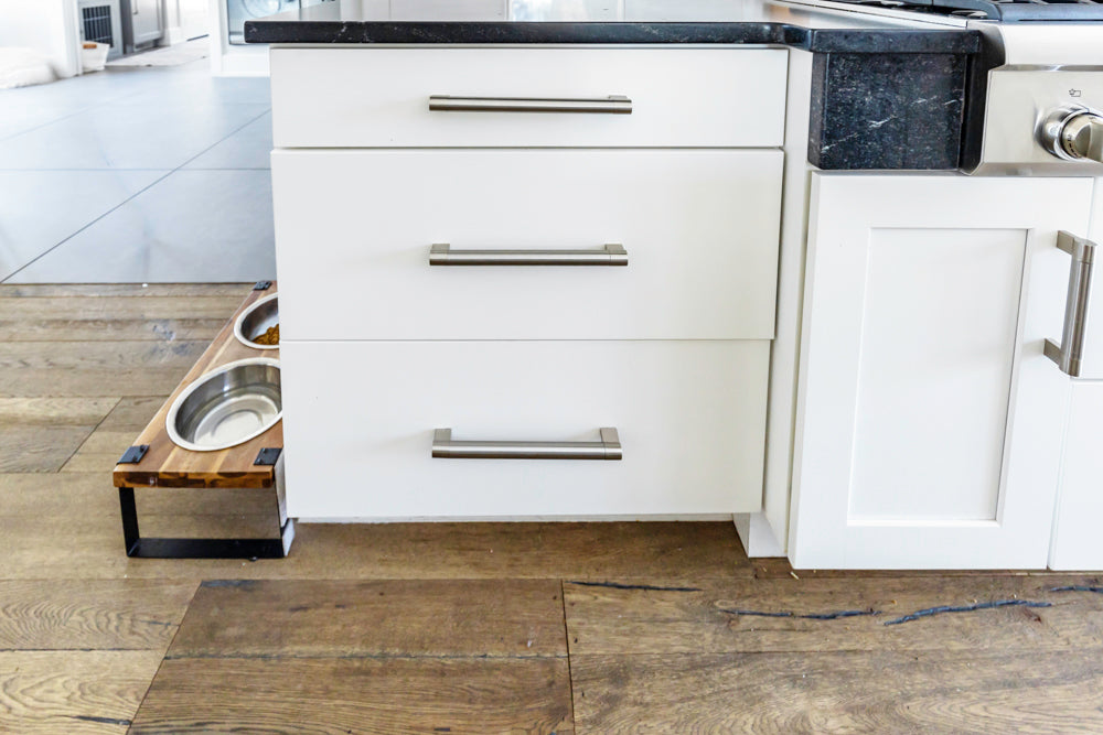 Transitional White Kitchen with Marble Waterfall Island and Thermador Appliances