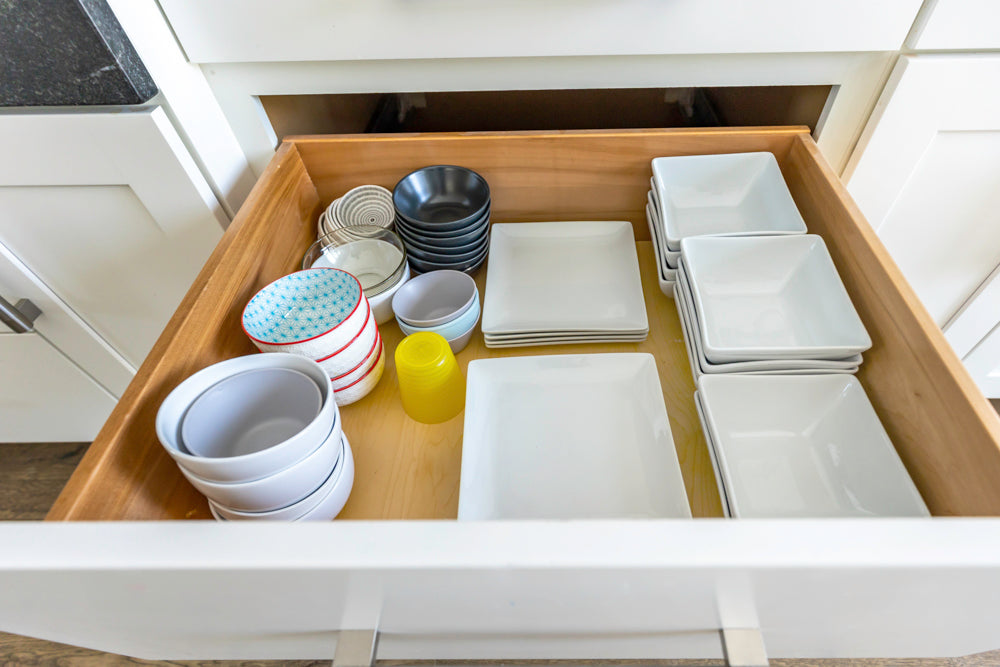 Transitional White Kitchen with Marble Waterfall Island and Thermador Appliances