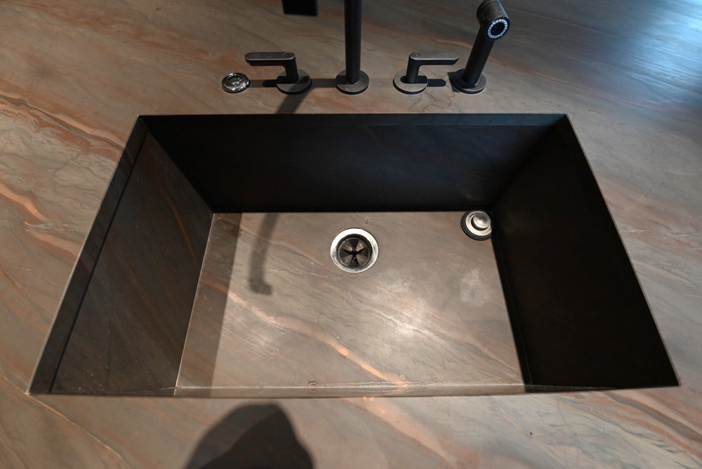 minotticucine Modern Classic Dark Brown Kitchen with Stone Countertops and Gaggenau Refrigerators
